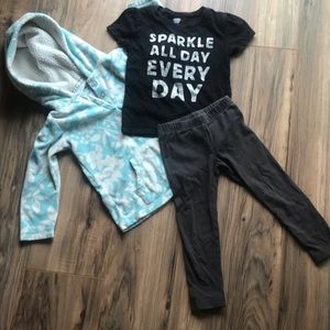 Girls set of 3 light blue pullover w/ shirt pants